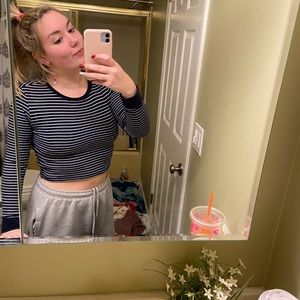 striped long sleeve crop top